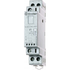  Finder 223202304320PAS - Contattore modulare 230 Vac/dc 2 NO 25 A AgSnO2 indicatore meccanico/LED senza selettore 